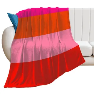 Weiche, gemütliche Überwurfdecke, Streifen in Pink und leuchtendem Orange, waschbar, leichte Decke für Couch, Sofa, Bett, Büro, warme Plüschdecken für alle Jahreszeiten, 152,4 x 203,2 cm