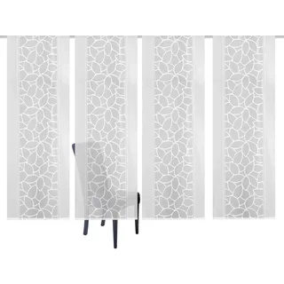 HOME WOHNIDEEN Schiebegardine Klettband 225 x 225 cm Weiß/Beige 4 St.