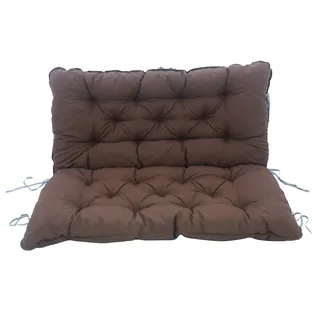 Meerweh Bankauflage mit Rückenteil Sitz und Rückenkissen mit Bänder 120x98 cm Polsterauflage 2-Sitzer Gartenbank Dark Coffee