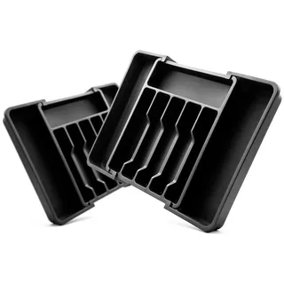 BigDean Jumbo Besteckeinsatz ausziehbar 57 x 38 cm Schwarz