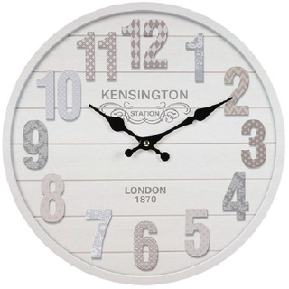 Linoows Uhr Landhaus Wanduhr, Vintage Küchenuhr Kensington (Nostalgie Wanduhr, Romantik Uhr) bunt|grau