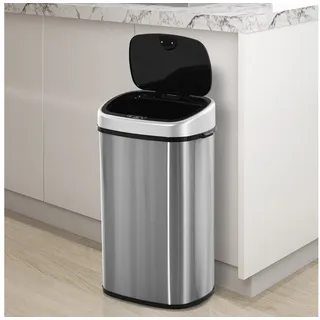 Homcom Automatik Mülleimer 58 l Silber
