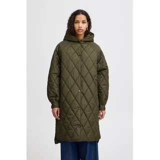 ICHI IHHansa Damen Steppmantel Wintermantel Winterjacke mit Druckknöpfen Kapuze Loose fit, - M