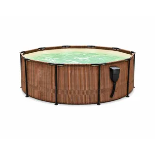 Frame Pool 305 x 76 cm TEAK Stahlrahmen Aufstellpool Schwimmbecken in Teakoptik