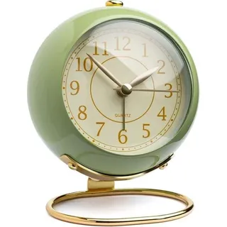 Retro-tischuhr ‚Äì Analoge Quarzuhr ‚Äì Lautlos (kein Tickgeräusch) ‚Äì Goldfarben ‚Äì Für Nachttisch, Schlafzimmer ‚Äì 3 Zoll