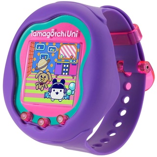 Bandai - Tamagotchi Uni - Verbindungsfähiges Tamagotchi mit Armbanduhr - Interaktives Tamagotchi-Tier - Tamagotchi auf Deutsch - Violett-Modell - Spielzeug für Kinder ab 8 Jahren - 43352