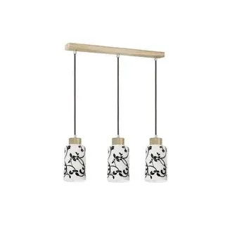SPOT Light Pendelleuchte Bosco Eiche weiß anthrazit Echtholz Glas B/L/D: ca. 54x110x10 cm E27 3 Brennstellen - Anthrazit, Eiche, Weiss