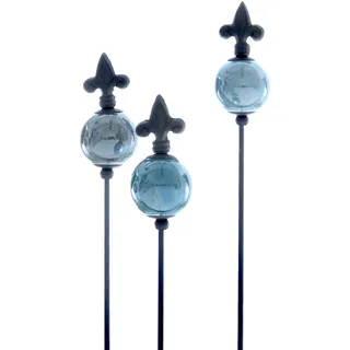 Gartenstecker Metall D5H83cm mit Kugel bl/g/aqua
