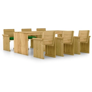 7-tlg. Gartenmöbel Set Sitzgruppe für Garten| Garten-Essgruppe Lounge Set für 6 personen,mit Kissen Imprägniertes Kiefernholz #DE6333