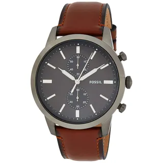 Fossil Townsman uhr für Herren, Chronographenwerk mit Edelstahl- oder Lederarmband, Braun, 44MM