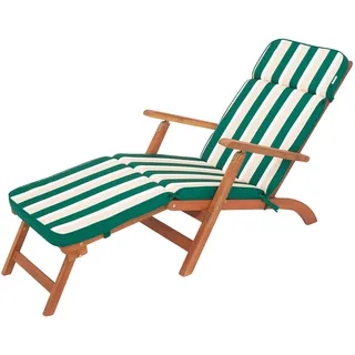 Sonnenliege Auflage - Liegenauflage Outdoor - Auflagen für Deckchair 178 x 47 cm, 5 cm - Polsterauflage für Sonnenliege - Kissen für Liegestuhl - Dick, Bequem & Langlebig – Grün mit beigen Streifen