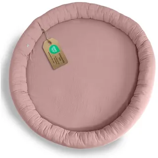 lilimaus Bodenkissen Sitzkissen für Kinder aus Musselin - Spielmatte & Kuschelecke, mit zarter Rüscheneinfassung - zum Lesen, Spielen & Kuscheln rosa ohne Flatter | Ø 90 cm