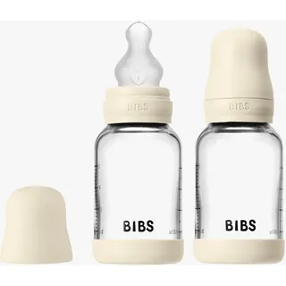 Bibs Babyflasche, | Glass Baby Bottle Round Silicone 2 Pack | Ivory
