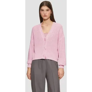 QS Kurze Strickjacke aus Baumwollmix mit Knöpfen Rosa XXL