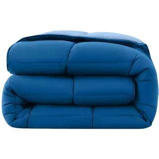 Wometo Steppbett 135x200 Oeko-TEX Wende-Design dunkelblau & blau