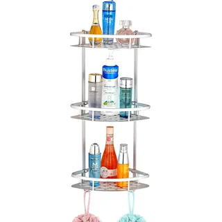 Ejoyous Duschregal, 3 Etagen Dusche Eckregal Shower Shelf Eckablage Bathroom Organizer Duschablage Badewannenablage für Shampoo Reinigungsmittel