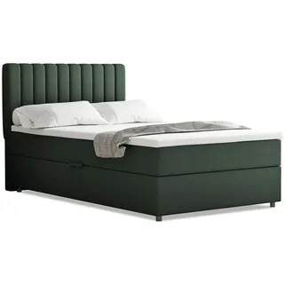 panda möbel gmbh Boxspringbett 120x200 Everest, mit Bettkasten und Topper, - dunkelgrün