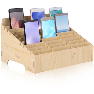 IMIKEYA Handygarage Organizer Schrank Regal Mit Schubladen Ordnungssystem Büro Schreibtisch Schule Handy Box Aufbewahrungsbox Handybox Kassettenregal 30 Fäher Handy-Aufbewahrungsbox Holz Fächer