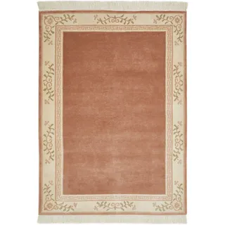 Wollteppich LUXOR LIVING "Giza", rosa (altrosa), B:170cm H:12mm L:240cm, Obermaterial: 100% Wolle, Teppiche, reine Wolle, handgeknüpft, mit Bordüre und Fransen