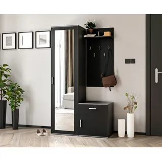 Ax Living Garderobe Mit Spiegel Magnola – 100 Cm Breit, Grau & Schwarz