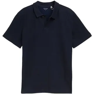 Tom Tailor Herren Ripp Poloshirt mit Stretch-Anteil, blau, Uni, Gr. XL