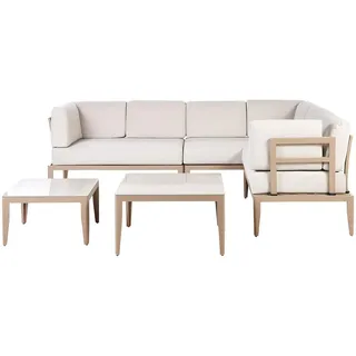 Beliani Lounge-Set, Beige, Metall, 6-Sitzer, Loungemöbel, Gartenlounge-Sets