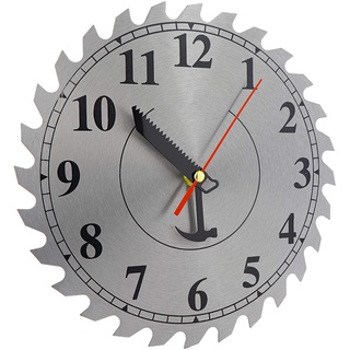RamPro Industrial Shop Wanduhr Sägeblatt Edelstahl Hängende Uhr Perfektes Zubehör für Jede Werkstatt oder Garage