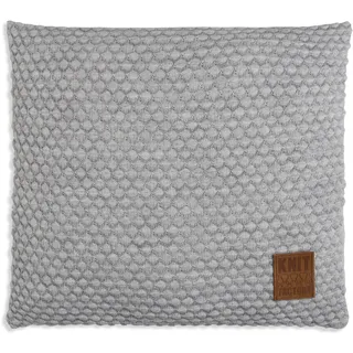 KNIT FACTORY - Juul Kissen - Grau/Beige - 50x50 cm | Sofakissen mit Füllung und Bezug - Couchkissen - Zierkissen - Gestrickter Dekokissen - Kissen mit Wabenmuster
