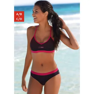 Bustier-Bikini VENICE BEACH Gr. 38, Cup C/D, schwarz (schwarz, pink) Damen Bikini-Sets Ocean Blue mit abgetönten Details