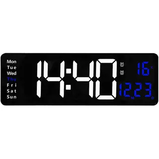 Große Led-wanduhr Mit Funktionalem Display, Designeruhr Fürs Wohnzimmer, Inklusive Fernbedienung, Helles Display, Modern Und Praktisch