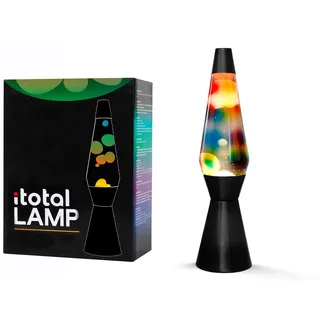 I-TOTAL® Farbige Lava-Lampe Spaceship – Hypnotischer Blaseneffekt, Flüssiges Wachs, Entspannendes Licht, Dekorative Lampe Zuhause Büro (SCHWARZEM SOCKEL DURCHSICHTIGER FLUSSIGKEIT REGENBOGEN WACHS)