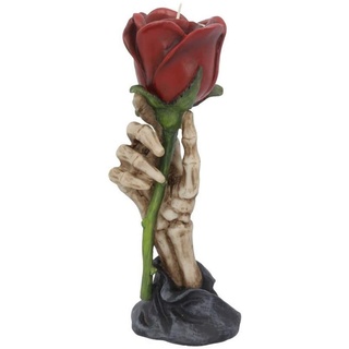 Romantischer Skeletthand Teelichthalter mit Rose als Gothic Wohnaccessoire