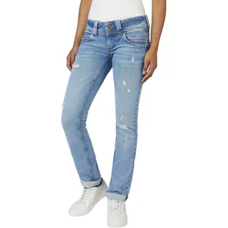 Regular-fit-Jeans PEPE JEANS "VENUS" Gr. 29, Länge 32, blau (blue used) Damen Jeans mit Badge