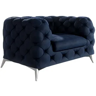 s-style möbel Chesterfield-Sessel Kalina Samt 72 x 75 x 80 cm Blau mit Wellenfederung