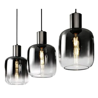 casa NOVA Pendelleuchte SVENJA, 3-flammig, Schwarz, Metall, Rauchglas, ohne Leuchtmittel, Hängeleuchte, Hängelampe schwarz
