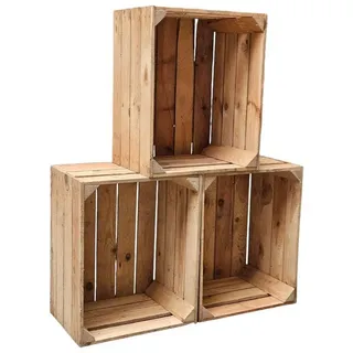 Teramico Holzkiste Holzkisten Obstkisten Vintage 50 x 40 x 30cm 3er Set, Vintage Obstkiste braun