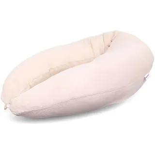HOBEA-Germany Stillkissen 190 cm x 76 cm XXL Lagerungskissen Schwangerschaftskissen für Baby und Erwachsene Seitenschläferkissen Stillkissen mit Bezug aus Bio Baumwolle, Musselin Beige