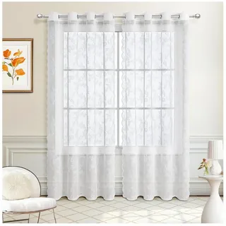 Qelus Schiebegardine Voile Vorhang Spitzenvorhang Blumen Schiebegardinen Set Gothic Deko, (1 St), Gardinen Schlafzimmer Wohnzimmer Vorhänge weiß 150 cm x 200 cm