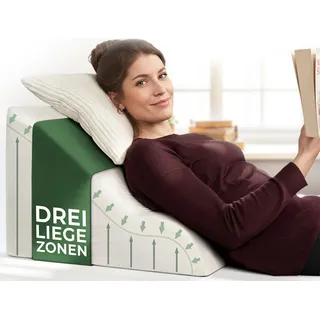 Well B4 Keilkissen Lesekissen für Bett und Sofa – Bequemes Rückenkissen mit Memory Foam, Verwendbar als Reflux Kissen, Keilkissen Bett, Bettkissen Rückenlehne im Sitzen und Liegen weiß Breit