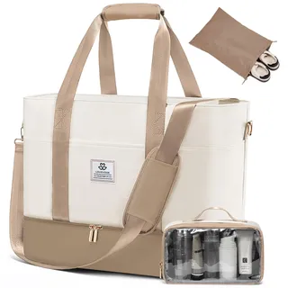 LOVEVOOK Reisetasche Damen, Wasserdicht Weekender Travel Bag mit Schuhfach, Duffle Bag Kliniktasche Geburt Mommy Handgepäck Tasche Saunatasche Gym Sporttasche Schwimmtasche für Reise Ryanair