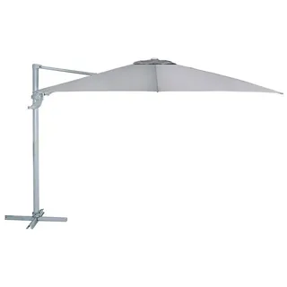 Dehner Sonnenschirm Zypern quadratisch mit Kurbel, 264 x 300 x 300 cm, Aluminium, 360° schwenk- & kippbarer Ampelschirm mit UV 80+ grau