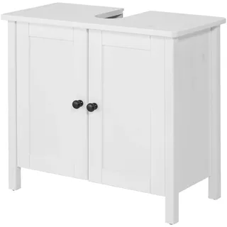 welltime Waschbeckenunterschrank Landhaus Sylt, Badschrank, Badmöbel, FSC®-zertifiziert Badmöbel im Landhaus-Stil, Breite 64 cm, aus Massivholz weiß 64 cm x 60 cm x 30,5 cm
