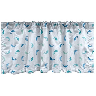 Abakuhaus Scheibengardine Vorhang Volant für Küche Schlafzimmer Dekor mit Stangentasche, Microfaser, Türkis Springen Säugetiere blau 137 cm x 30 cm