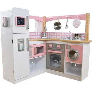 KidKraft Grand Gourmet Eck-Kinderküche aus Holz mit Zubehör, Spielküche mit Pfannen und Spielzeug Handy, Spielzeug für Kinder ab 3 Jahre, 53185 - Exklusiv bei Amazon