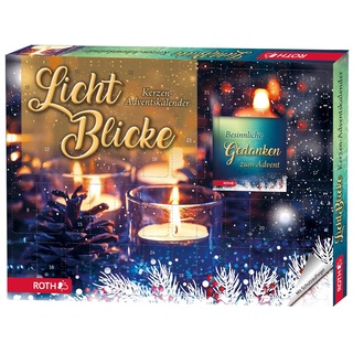 Kerzen-Adventskalender "Lichtblicke" 2023 gefüllt mit Teelichtern und Buch, Motivkerzen-Kalender für die Vorweihnachtszeit