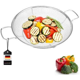 bremermann Grillguthalter Grillkorb rund // Edelstahl Ø ca. 30 cm // 2 Griffe silberfarben