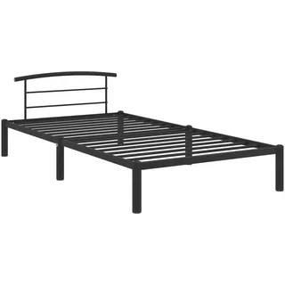 vidaXL Bettgestell Bett Metallbett Schlafzimmerbett Einzelbett Bettrahmen Schlafzimmermöbel Ehebett Lattenrost Schwarz Metall 90x200cm