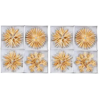 Geschenkestadl 24 Stück Strohsterne 10 cm Silber Glitzer Christbaumschmuck Stroh Sterne Natur