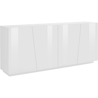 möbelando Sideboard Viterbo, Modernes Sideboard aus Spanplatte in Weiß-Hochglanz mit 4 Holztüren und 2 Konstruktionsböden. Breite 200 cm, Höhe 86 cm, Tiefe 43 cm weiß