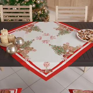 PETTI Artigiani Italiani – Weihnachts-Tafelaufsatz, Weihnachts-Tafelaufsatz für den Küchentisch, 90 x 90 cm, Tischläufer, Teddybär-Tafelaufsatz, 100 % Made in Italy